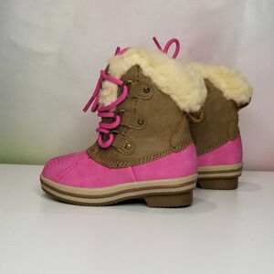 Bearpaw Toddler Everly Faux fur Lined Cold Weather Boots Size 7T  Pink NEW